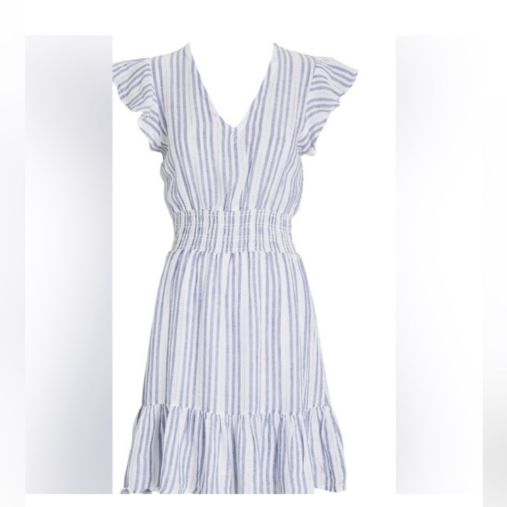 Rails Tara Flutter Sleeve Mini Dress sz Xs blue and white dress - Picture 2 of 8